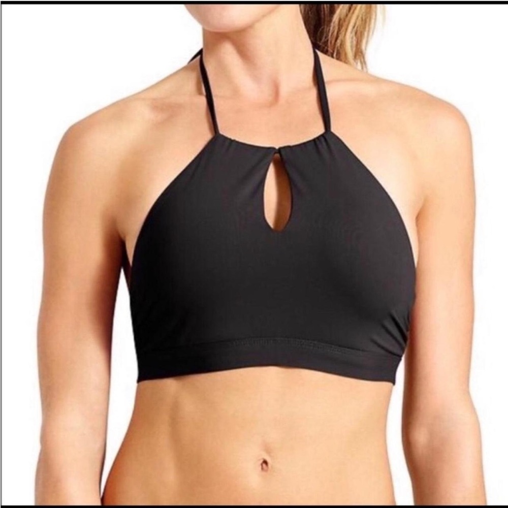 Athleta Keyhole Black Halter Bikini Top Size Small S